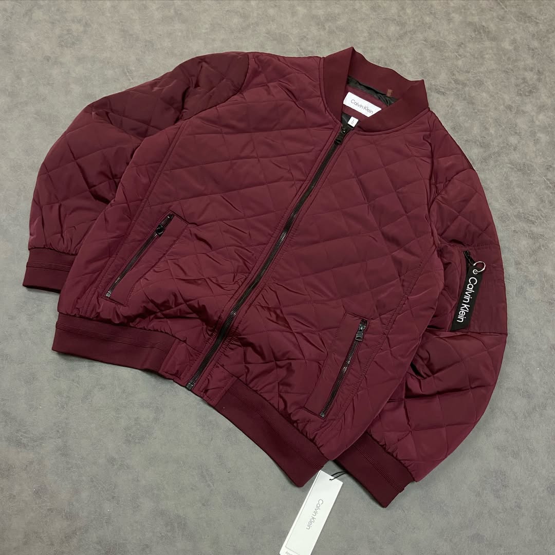 Calvin Klein Ribbed Collar Quilted Bomber Jacket