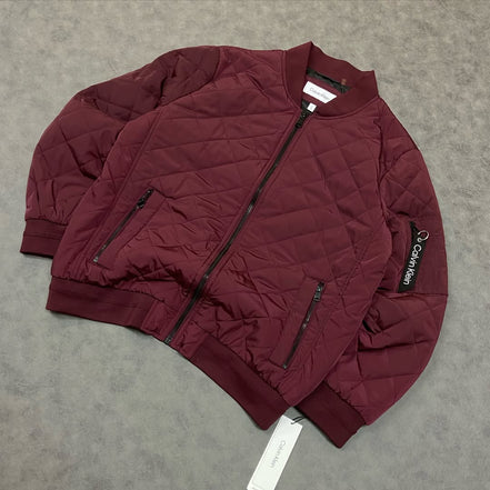 Calvin Klein Ribbed Collar Quilted Bomber Jacket