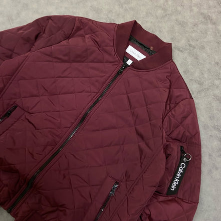 Calvin Klein Ribbed Collar Quilted Bomber Jacket