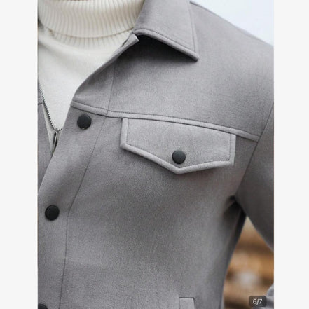 Casual Grey Suedette Fleece Jacket