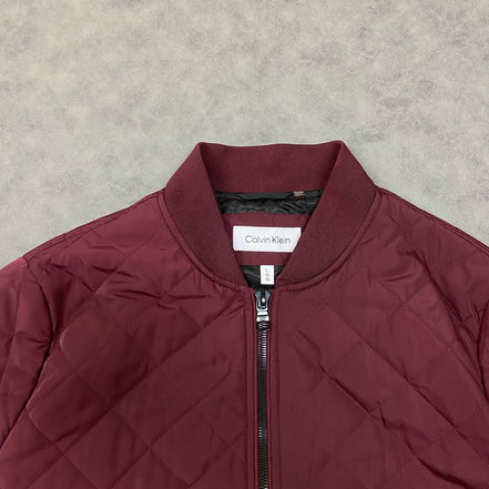 Calvin Klein Ribbed Collar Quilted Bomber Jacket