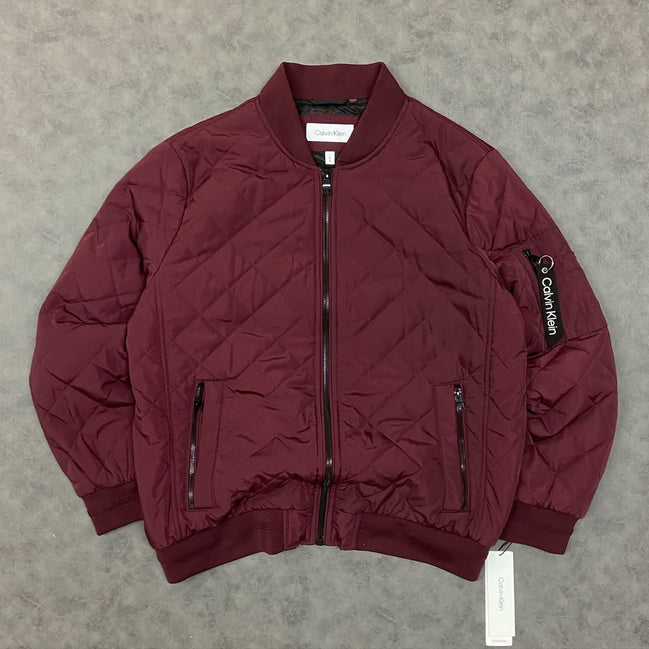 Calvin Klein Ribbed Collar Quilted Bomber Jacket