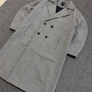 Oversized Longline Check Overcoat In Grey