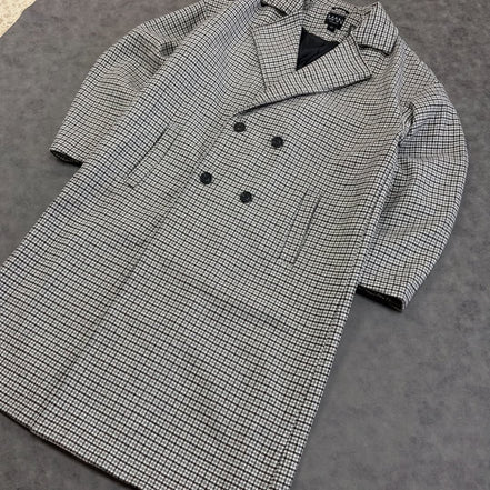 Oversized Longline Check Overcoat In Grey