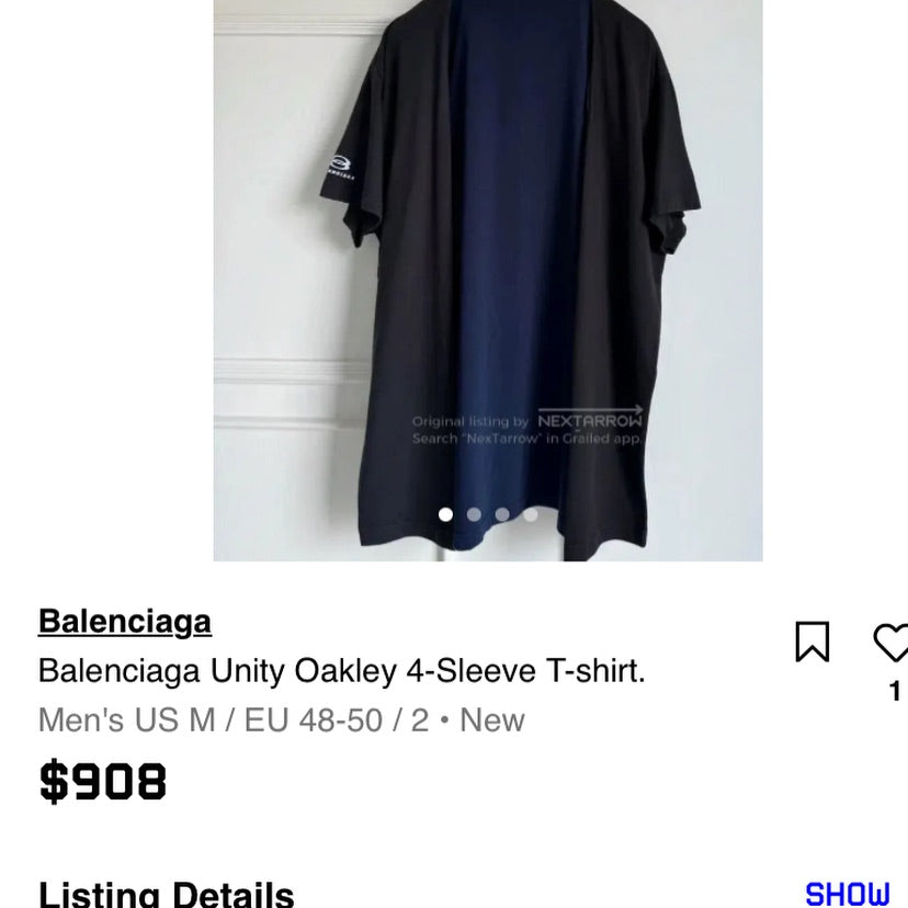 Balenciaga Unity Oakley 4-Sleeve T-shirt