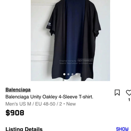 Balenciaga Unity Oakley 4-Sleeve T-shirt