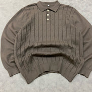 RIBBED KNITTED POLO SWEATER