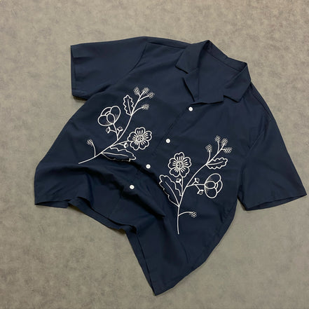 Floral Embroidered Cuban Shirt