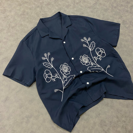 Floral Embroidered Cuban Shirt