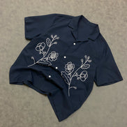 Floral Embroidered Cuban Shirt