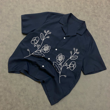 Floral Embroidered Cuban Shirt