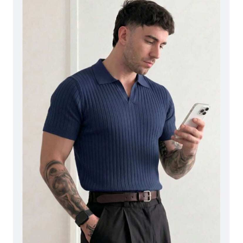 Cable Knit Polo Shirt