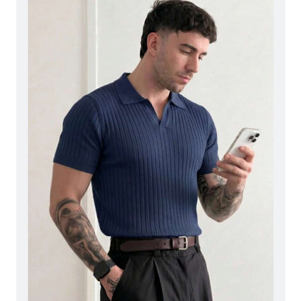 Cable Knit Polo Shirt