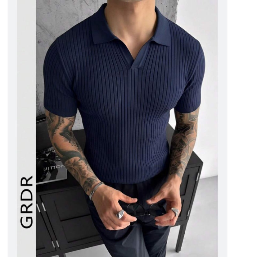 Cable Knit Polo Shirt
