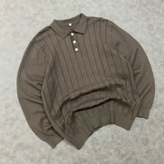 RIBBED KNITTED POLO SWEATER