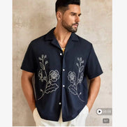 Floral Embroidered Cuban Shirt