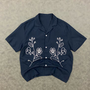 Floral Embroidered Cuban Shirt
