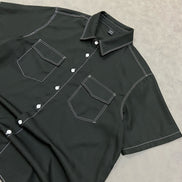 BLACK CONTRAST STITCH CO-ORD SET OVERSHIRT