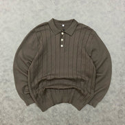 RIBBED KNITTED POLO SWEATER