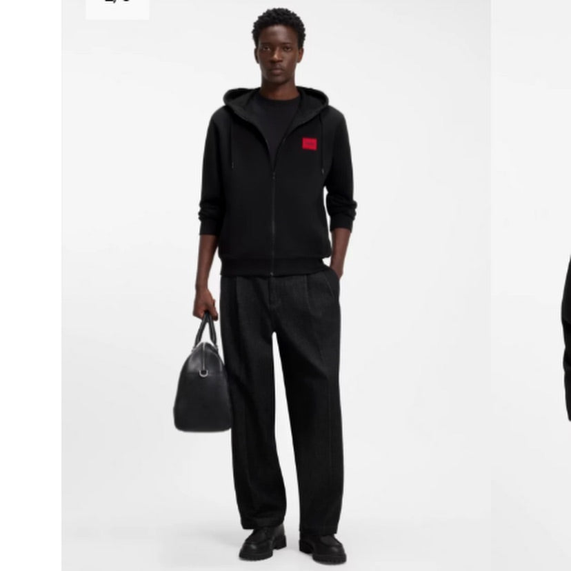 COTTON-TERRY ZIP-UP HOODIE WITH LOGO LABEL
