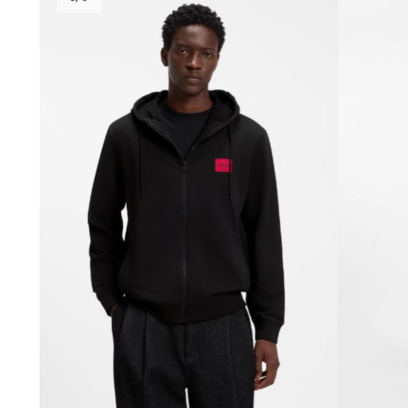 COTTON-TERRY ZIP-UP HOODIE WITH LOGO LABEL