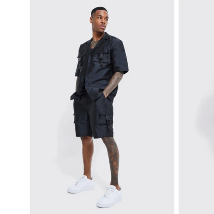 Oversized Utility Shirt & Cargo Short Set