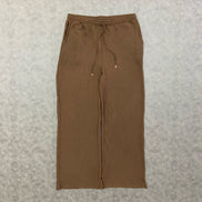 ASOS DESIGN loose textured trousers in brown with elastic waistband