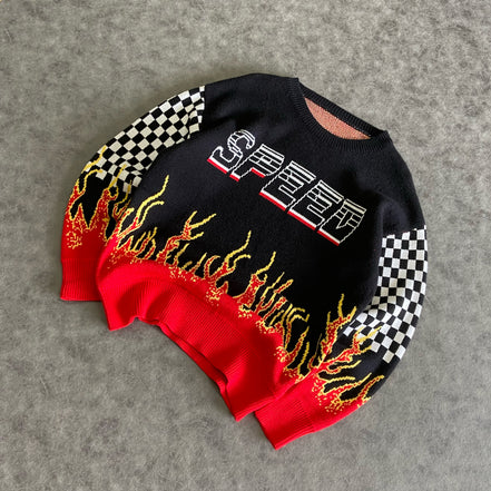 Pavtros 1pc Fire Racing Crewneck