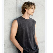 Muscle Fit Tank Acid Wash T-Shirt