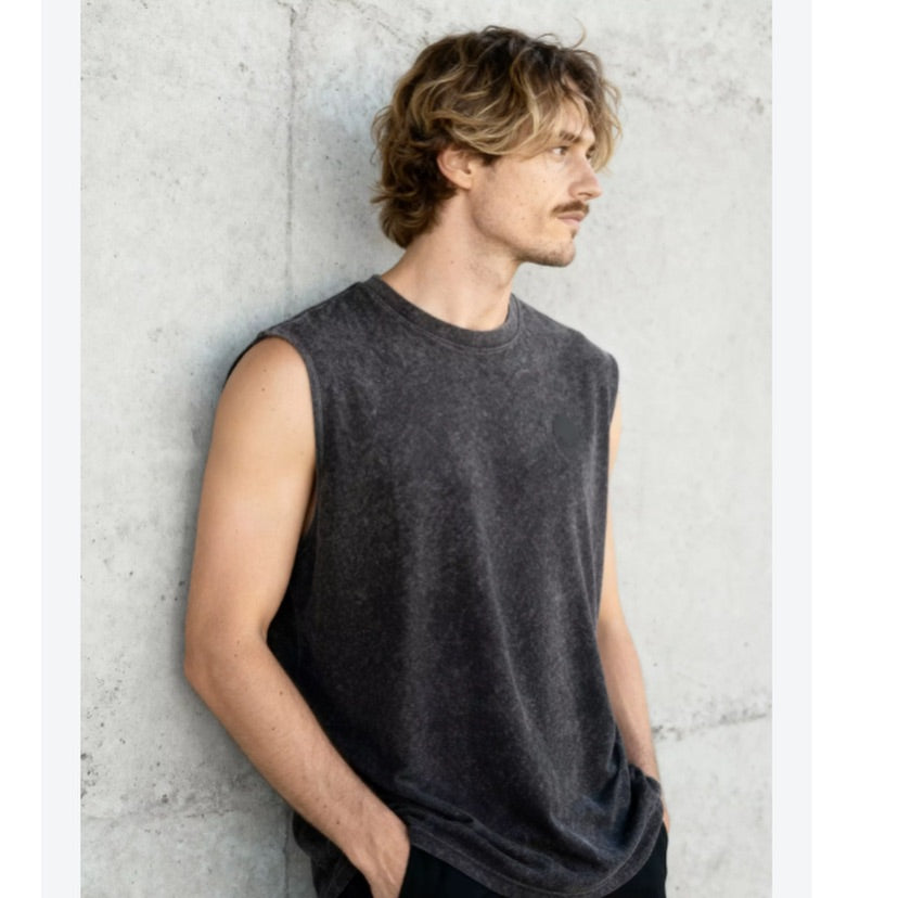 Muscle Fit Tank Acid Wash T-Shirt