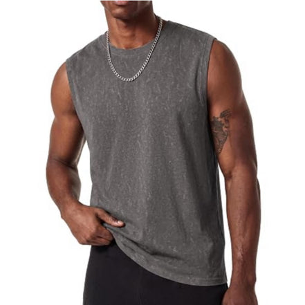 Muscle Fit Tank Acid Wash T-Shirt