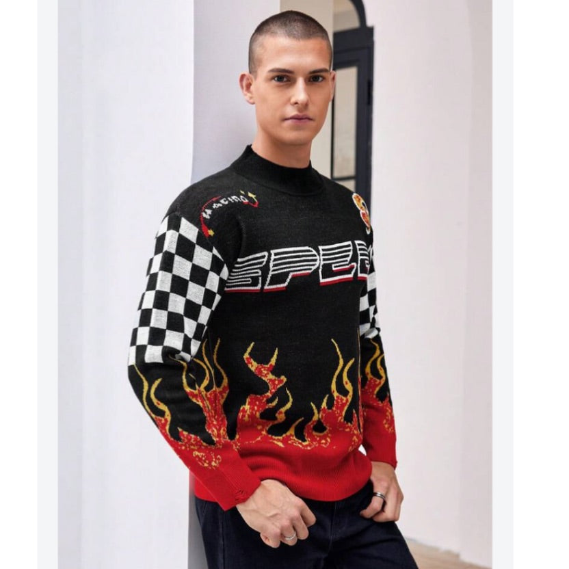 Pavtros 1pc Fire Racing Crewneck