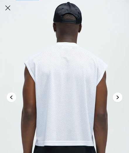 Boxy Sleeveless Muscle T-Shirt White