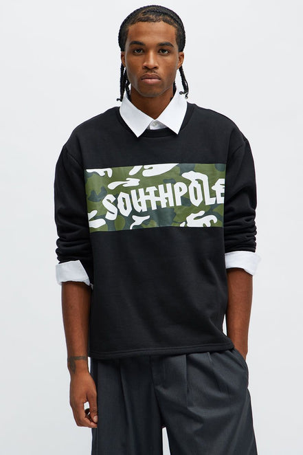 South Pole Camo Panel Crewnwck