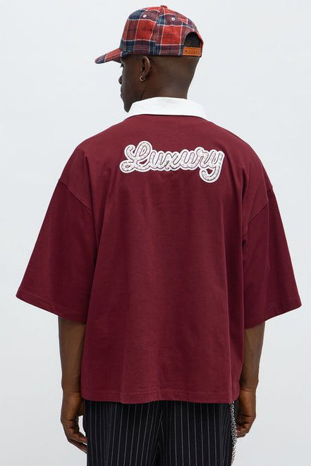 Luxury Pear l Embellished Polo Oversized  t-Shirt