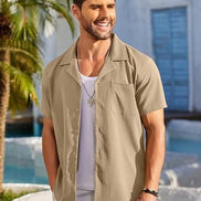 Ekouaer Texture Wafle Button Shirt