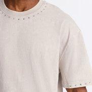 Rhinestone Embellished Knit T-Shirt