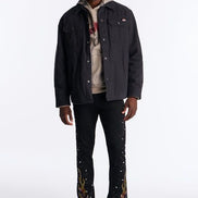Rebel Flamed Rose Jewelwd  Stacket Flare Jeans