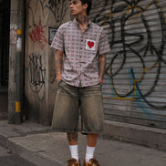 Aelfric Eden CROCHET HEART POCKET PLAID SHIRT